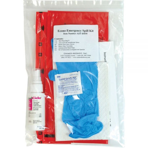 Unimed Econo Emergency Spill Kit, 7 Pieces, 9 x 12