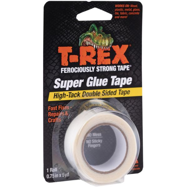 T-REX Double Sided Super Glue Tape 15 ft Length x 0.75" Width - Acrylic - 1 / Each - White