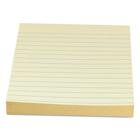 Universal Recycled Self-Stick Note Pads, Note Ruled, 4" x 6", Yellow, 100 Sheets/Pad, 12 Pads/Pack