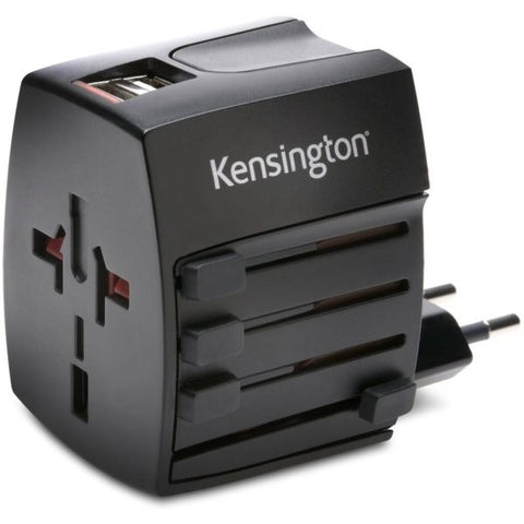 Kensington Dual-Port International Travel Adapter For USB-Powered Devices, Black, KMW33998