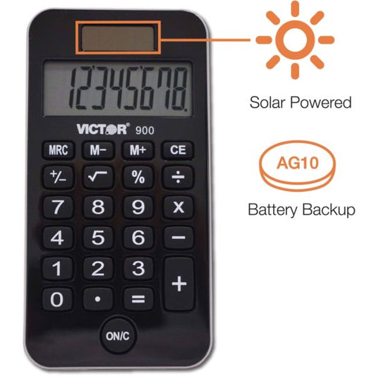 Victor 900 Antimicrobial Pocket Calculator, 8-Digit LCD