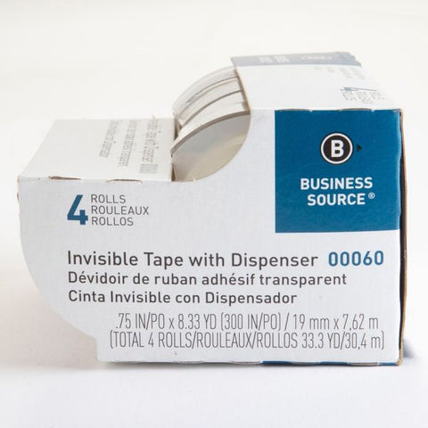 Business Source Clear Tape 25 ft Length x 0.75" Width - Handheld Dispenser - 4 / Pack - Clear