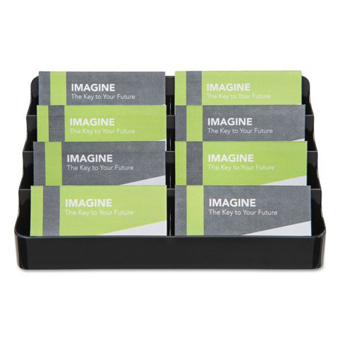 deflecto 8-Tier Recycled Business Card Holder, Holds 400 Cards, 7.88 x 3.88 x 3.38, Plastic, Black