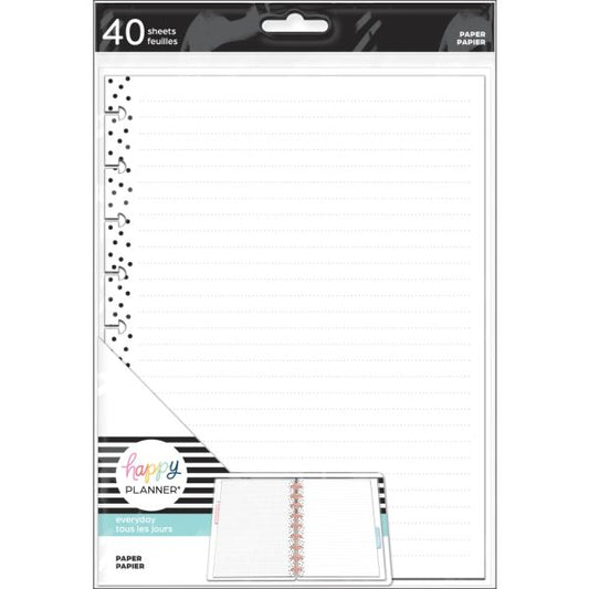 Happy Planner Classic Filler Paper, 40 Sheets, 7" x 9-1/4", Simple Dots