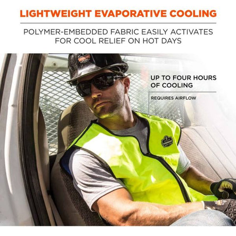 Ergodyne Chill-Its Evaporative Cooling Vest 2-Xtra Large Size - Polymer, Nylon - 1 / Carton - Lime