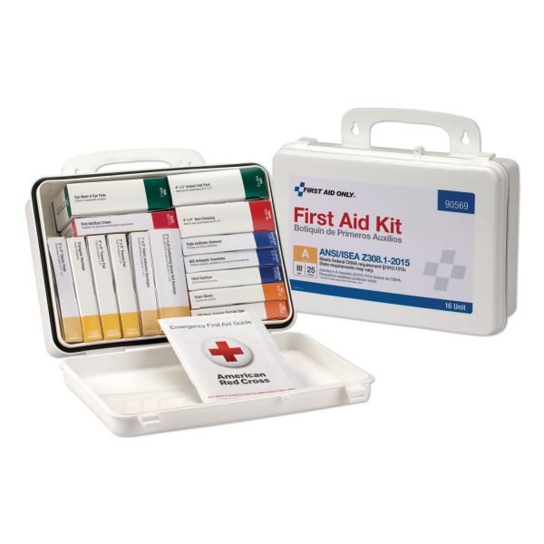 First Aid Only Unitized ANSI Class A Weatherproof First Aid Kit for 25 People, 84 Pieces, Plastic