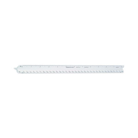 Staedtler Student Series 12" Triangular Scale 12"Longueur 1"Largeur - 3/32, 1/8, 3/16, 1/4, 3/8, 1/2, 3/4, 1, 1-1/2 Graduations - Imperial, Metric Measuring System - Plastic - 1 Each - White