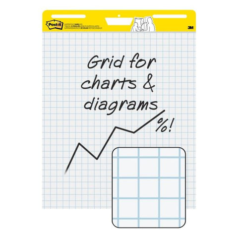 Post-it Super Sticky Easel Pad, With 1" Grid Lines, 25" x 30", White, Pad Of 30 Sheets