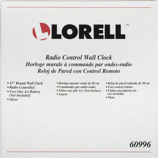 Lorell 12" Round Radio-controlled Wall Clock 12" Diameter - Digital - Quartz - Atomic - Requires 1 "AA" Battery