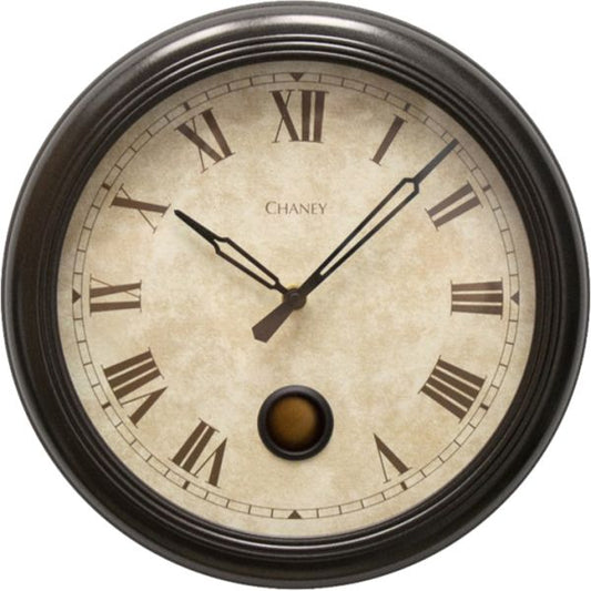 Chaney Instrument Wall Clock Analog - Pendulum - Bronze/Plastic Case - Vintage Style