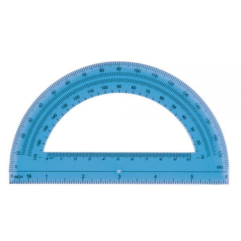 Semicircular 6" Protractor, Clear