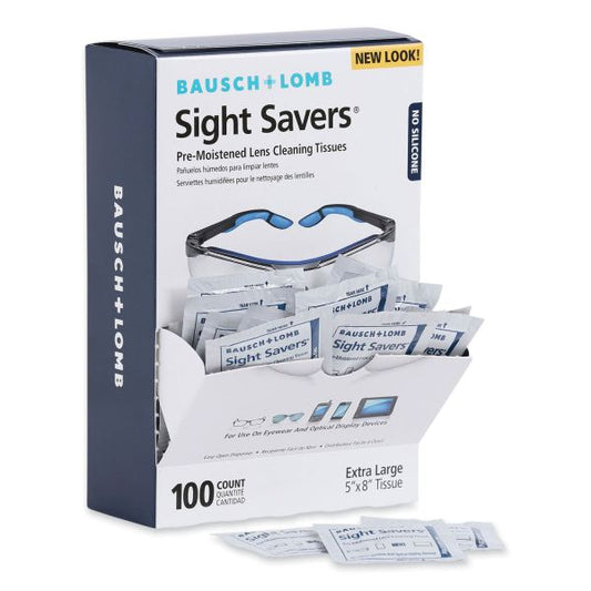 Bausch & Lomb Sight Savers Premoistened Lens Cleaning Tissues, 8 x 5, 100/Box