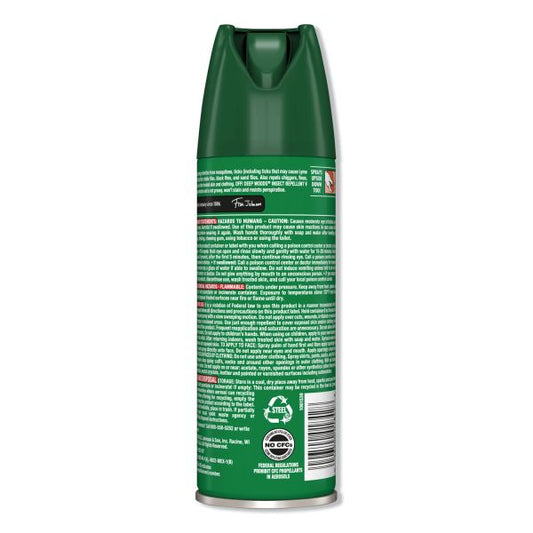 OFF! Deep Woods Insect Repellent, 6 oz Aerosol Spray, 12/Carton Spray - Kills Ticks, Mosquitoes, Black Flies, Sand Flies, Chiggers, Gnats, Fleas, Flies - 6 fl oz - Green - 12 / Carton