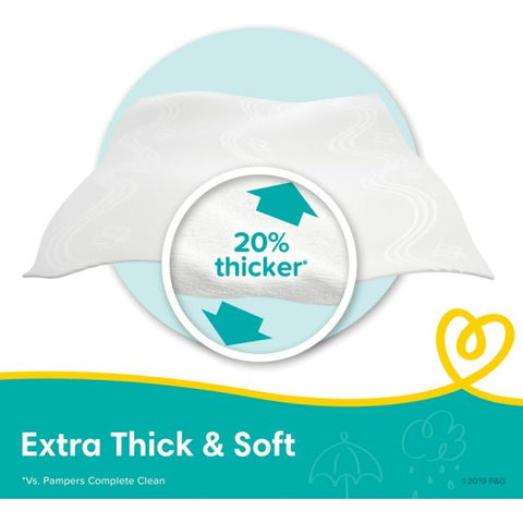 Pampers Baby Wipes Sensitive 7" x 6.80" - Clear - Cotton - Hypoallergenic, pH Balanced, Strong, Textured, Phenoxyethanol-free, Paraben-free, Alcohol-free, Unscented - For Skin - 72 Per Pouch - 8 / Carton