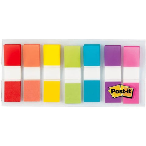 Post-it Flags in On-the-Go Dispenser 0.50" x 1.75" - Red, Orange, Yellow, Green, Blue, Purple, Pink - Self-stick - 1 / Pack