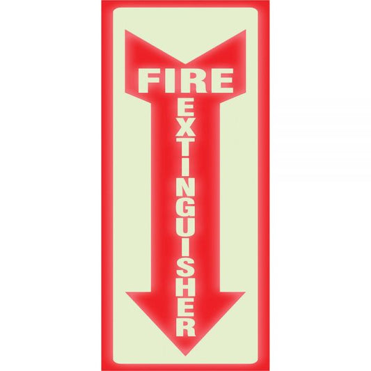 Headline Sign Glow In The Dark Sign, 4 x 13, Red Glow, Fire Extinguisher