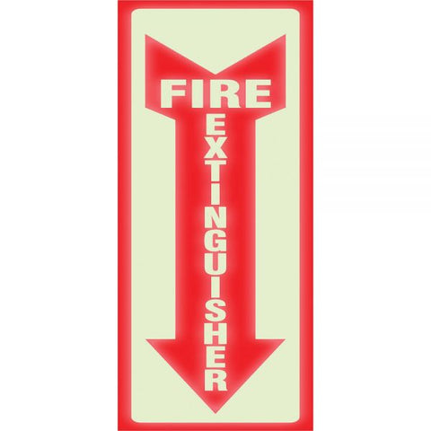 Headline Sign Glow In The Dark Sign, 4 x 13, Red Glow, Fire Extinguisher