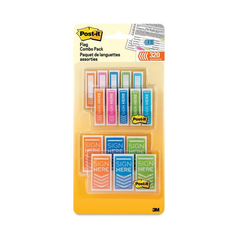 Post-it Flags Combo Pack, 0.5" and 1", Assorted Bright Colors, 320/Pack