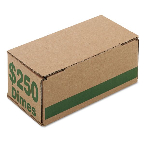 Iconex Corrugated Cardboard Coin Storage with Denomination Printed On Side, 8.06 x 3.31 x 3.19, Green