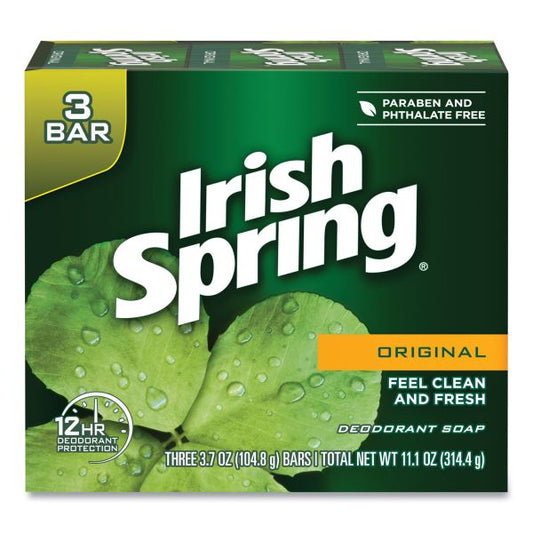 Irish Spring Bar Soap, Clean Fresh Scent, 3.75oz, 3 Bars/Pack, 18 Packs/Carton