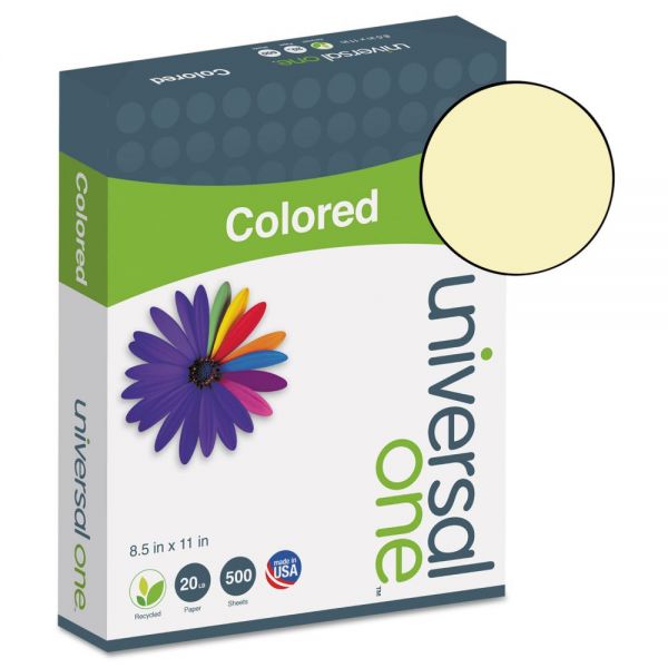 Universal Colored Paper, 20 lb, 8 1/2 x 11, Canary, 500 Sheets/Ream