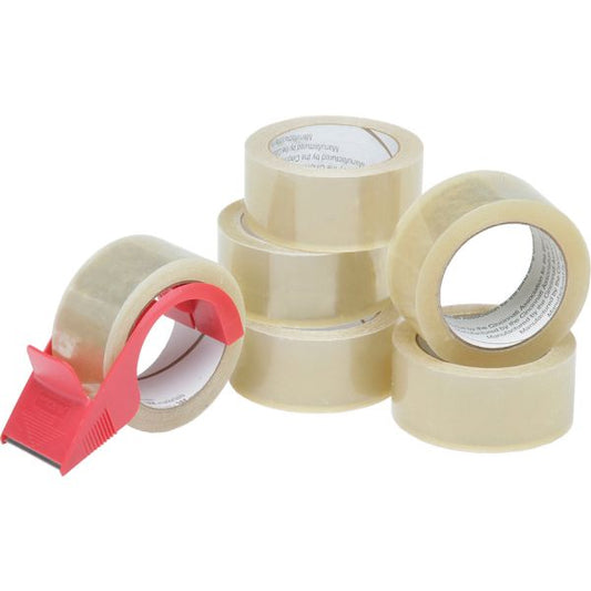 Skilcraft Commercial Grade 2" Packing Tape with Dispenser 2" x 55 yds - 3" Core - 1.9 mil Thickness - Clear - 6/ Pack - Includes Dispenser