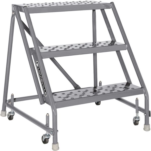 Louisville 3-step Steel Warehouse Ladder 3 Step - 450 lb Load Capacity - 33" x 28" x 30" - Gray