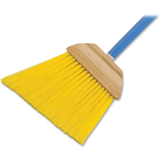 SKILCRAFT Tilt-Angle Broom 46" Length Handle - 1 Each - Metal Handle, Plastic Bristle, Hardwood Block - Yellow, Blue