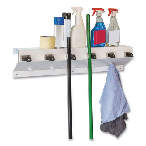 Ex-Cell The Clincher Mop and Broom Holder, 34" x 5.5" x 7.5", White Gloss, Each