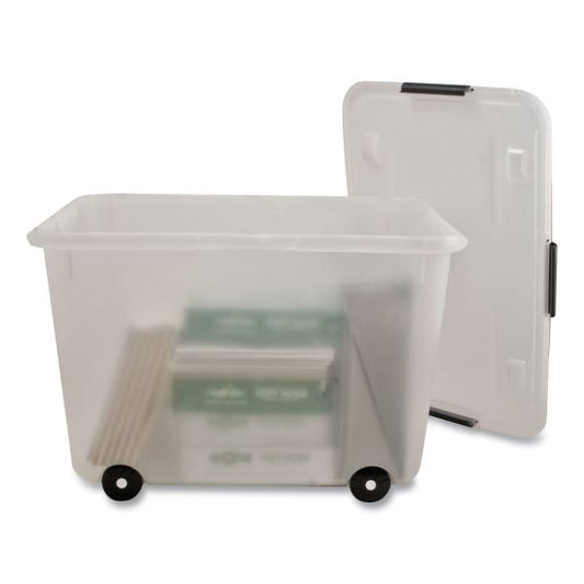 Advantus Rolling Storage Box, Letter/Legal, 15-Gallon Size, Clear, 1 Each