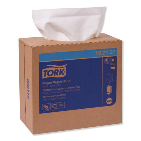 Tork Multipurpose Paper Wiper, 9.25 x 16.25, White, 100/Box, 8 Boxes/Carton Tork Paper Wiper Plus White W24, Pop-Up Box, 8 x 100 Sheets, 192127