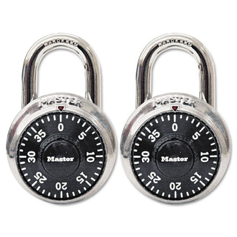 Master Lock Combination Lock, Stainless Steel, 1.87" Wide, Silver/Black, 2/Packronze