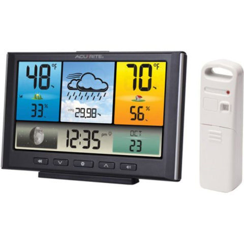 AcuRite Digital Weather Station / Weather Clock with Color Display Digital LCD - Weather Station330 ft - Humidity, Temperature, Atmospheric Pressure - Desktop, Wall Mountable