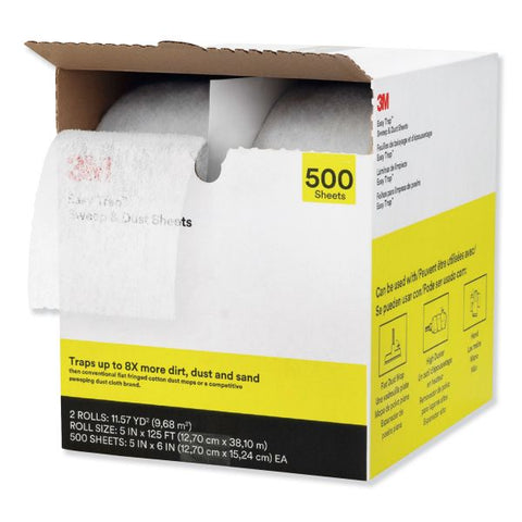 3M Easy Trap Duster, 5" x 125 ft, White, 250 Sheet/Roll, 2 Rolls/Carton