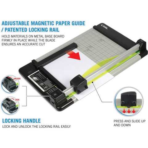 CARL Heavy-Duty Rotary 15" Paper Cutter 14.5" x 24.75" - 36 Sheet Capacity - 15" Cutting Length - Metal Base - Carbide Blade - Gray