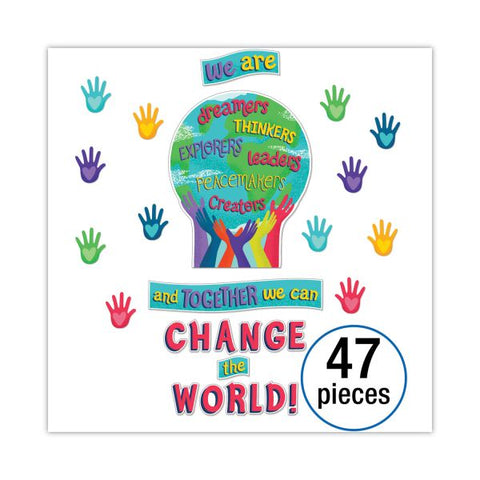 Carson-Dellosa Education Motivational Bulletin Board Set, One World, 47 Pieces