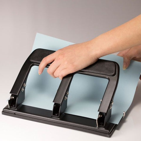 Officemate Heavy-duty 3-hole Punch with Padded Handle 3 Punch Heads - 9/32" Hole Diameter - 40 Sheet Capacity - Silver