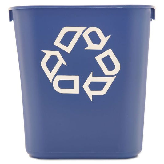 Rubbermaid Commercial Deskside Recycling Container, Small, 13.63 qt, Plastic, Blue