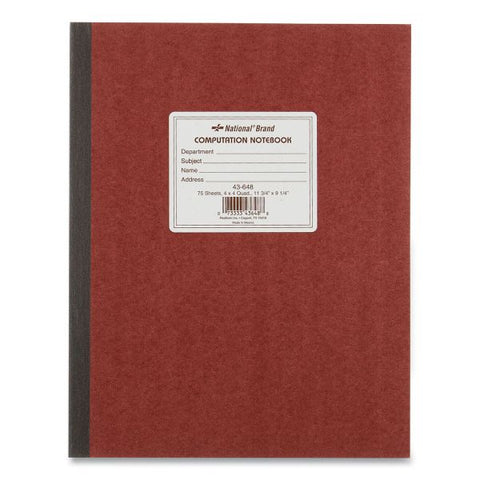 National Computation Notebook, Quadrille Rule, Brown Cover, 11.75 x 9.25, 75 Sheets