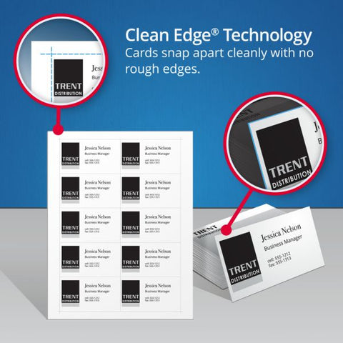 Avery Clean Edge Business Cards, Laser, 2 x 3.5, Ivory, 200 Cards, 10 Cards/Sheet, 20 Sheets/Pack