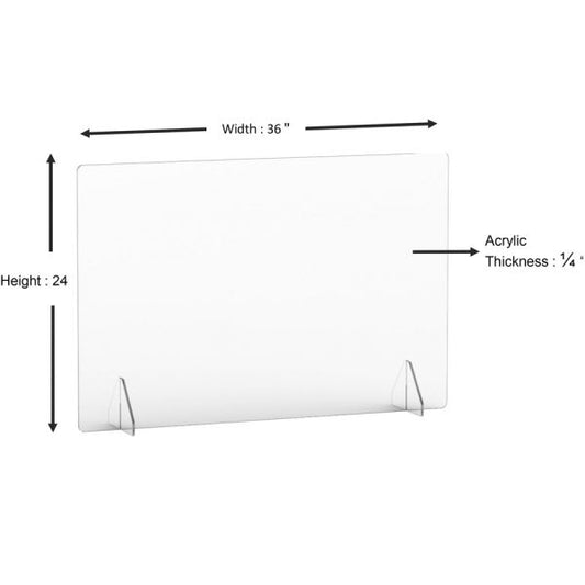 Lorell Social Distancing Barrier 36" Width x 7" Depth x 24" Height - 1 Each - Clear - Acrylic