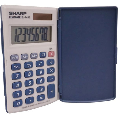 Sharp EL-243SB Solar Pocket Calculator, 8-Digit LCD