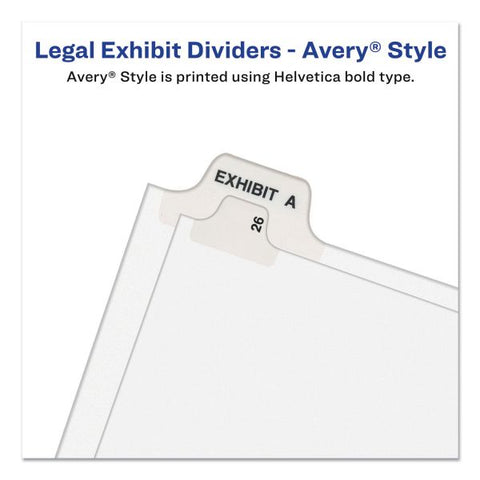 Avery Preprinted Legal Exhibit Side Tab Index Dividers, Avery Style, 10-Tab, 9, 11 x 8.5, White, 25/Pack