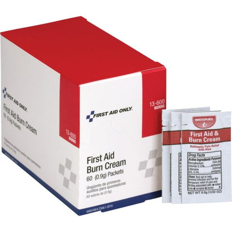 First Aid Only Burn Cream Packets Burn, Cut, Scrape - 0.03 oz – 60 / Box