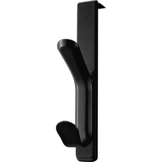 Lorell Over-the-panel Plastic Double Coat Hook for Coat, Garment - Plastic - Black Pack