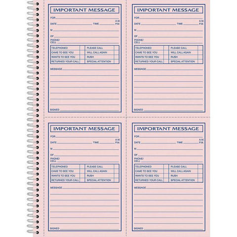 Adams Carbonless Important Message Pad 200 Sheet(s) - Spiral Bound - 2 Part - Yes - 11" x 8.50" Sheet Size - Assorted Sheet(s) - 1 Each