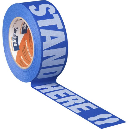 Duck STAND HERE Floor Marking Tape 60 yd Length x 1.88" Width - 1 / Roll - 100 Per Roll - Blue