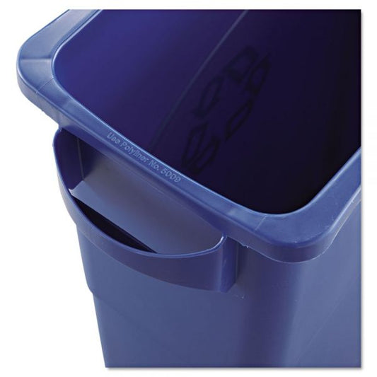 Rubbermaid Commercial Slim Jim W/Handles, Rectangular, Plastic, 15.9 gal, Blue