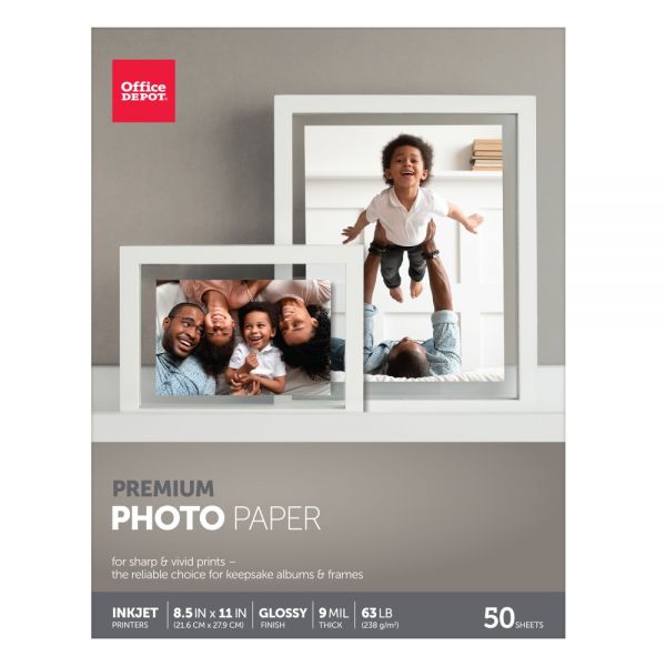 Premium Photo Paper, Gloss, Letter Size (8 1/2" x 11"), 9 Mil, Pack Of 50 Sheets