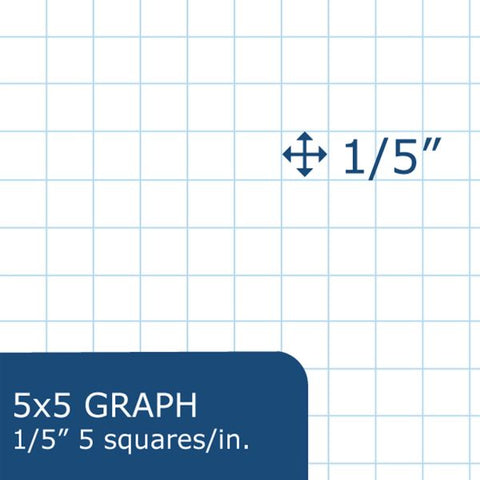 Filler Paper 8.5"x5.5" 5x5 Graph Ruled Case of 48 Packs of Looseleaf Filler Paper, 8.5"x11", 100 sheets of smooth medium weight 15# White Paper, 3-Hole Punched, 5x5 graph Ruled